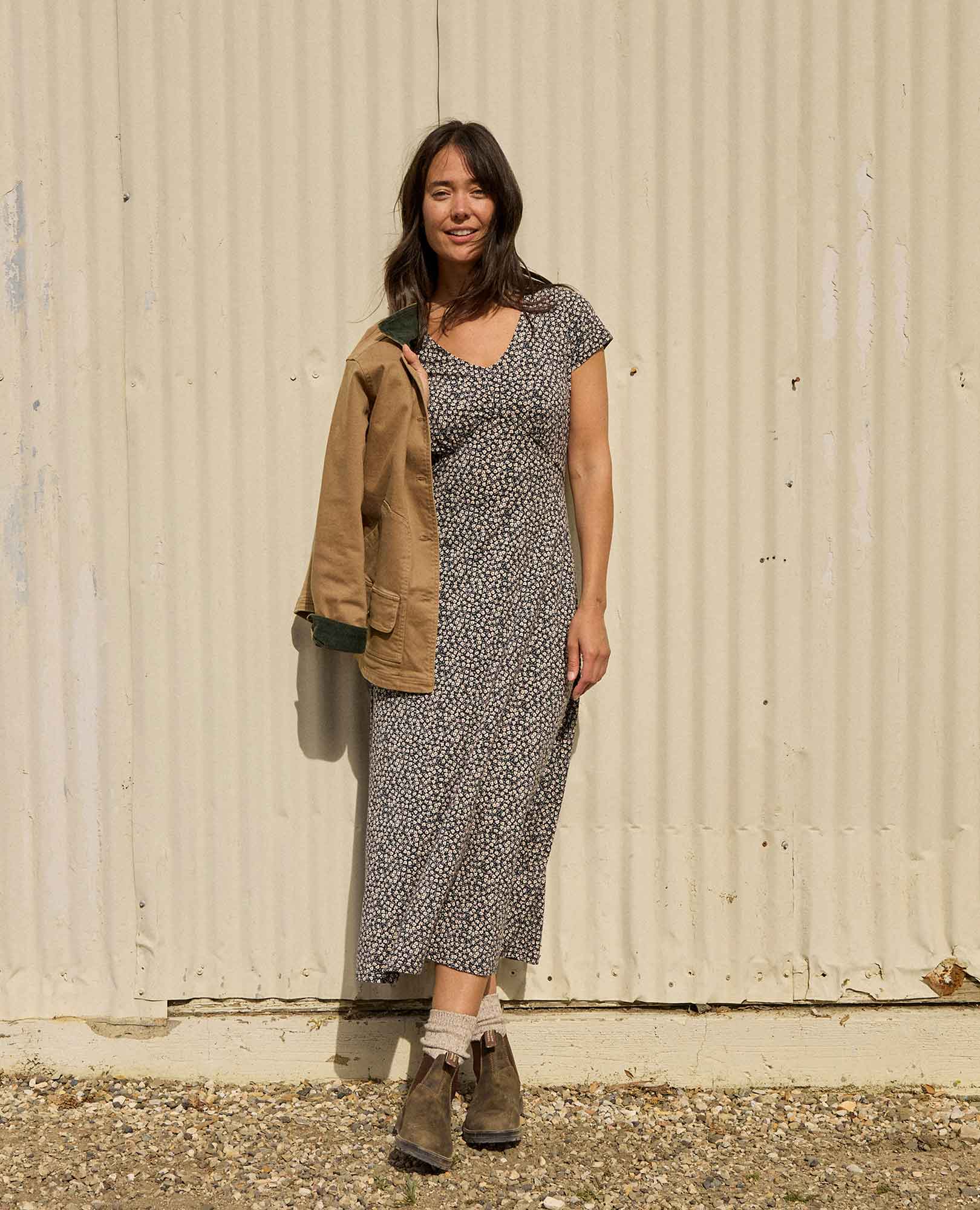 Midi Dress - Salt Ditsy Print
