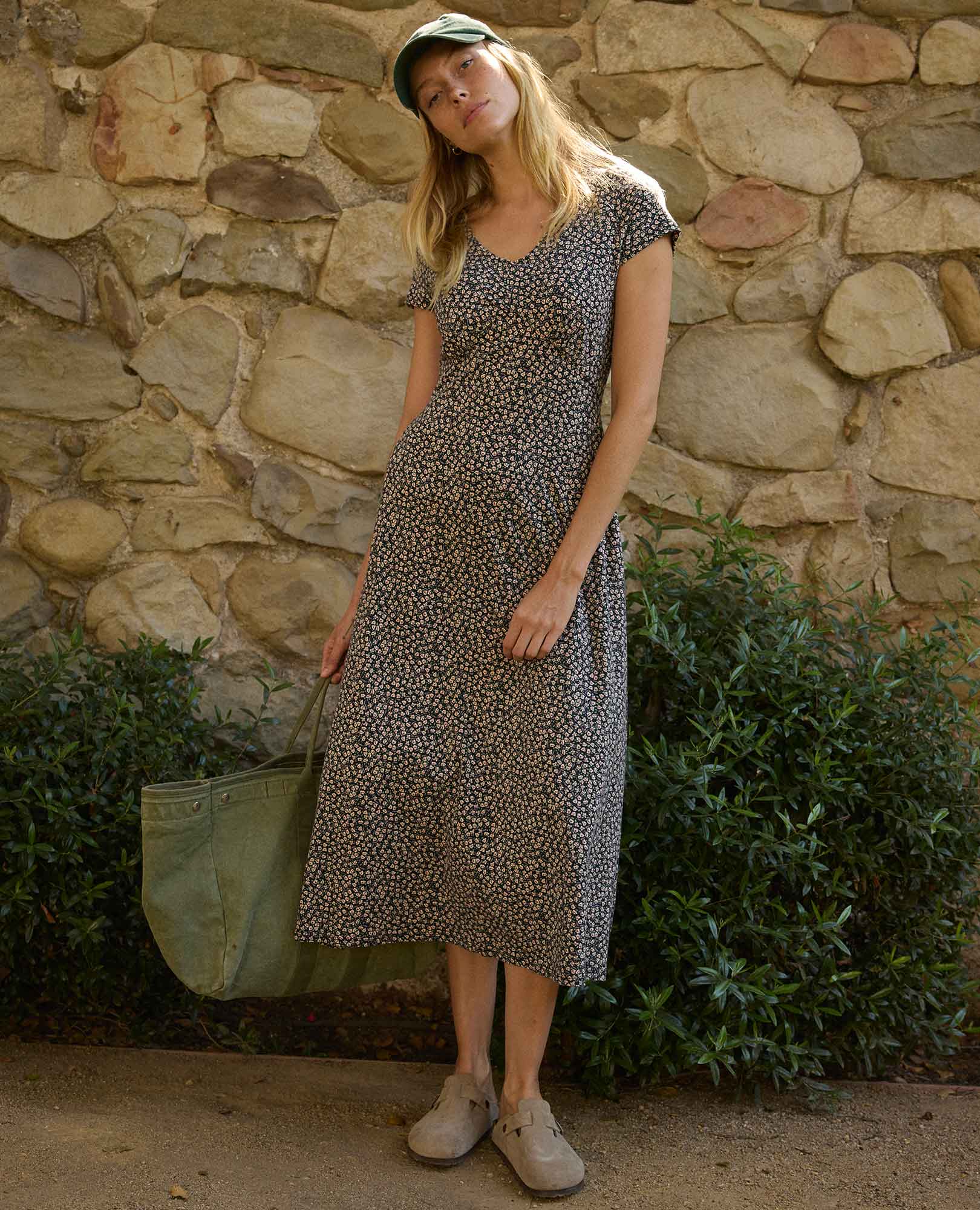 Midi Dress - Salt Ditsy Print