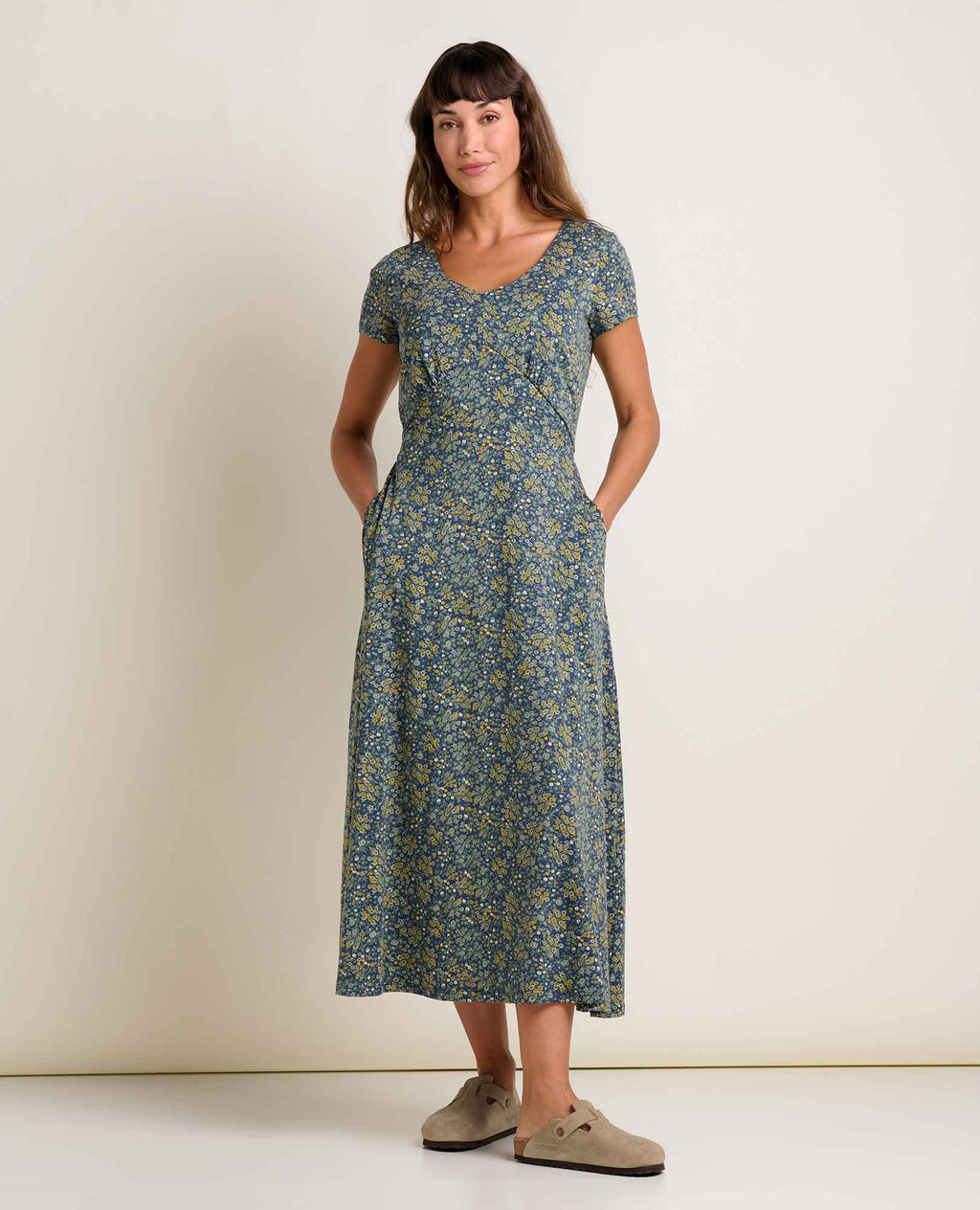 Midi Dress - True Navy Retro Print