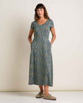 Midi Dress - True Navy Retro Print