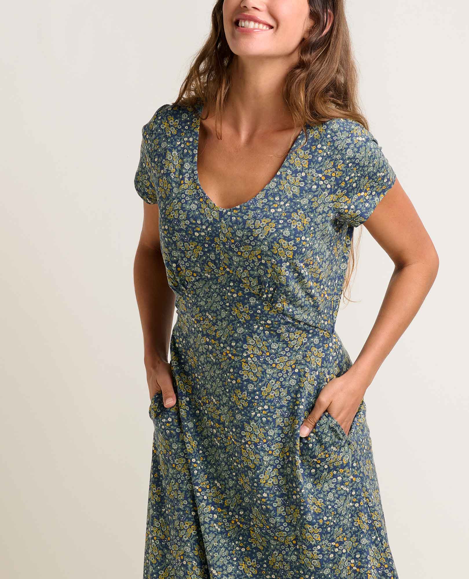 Midi Dress - True Navy Retro Print