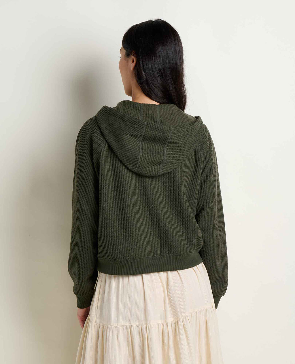 Waffle Knit Hoodie - Olive