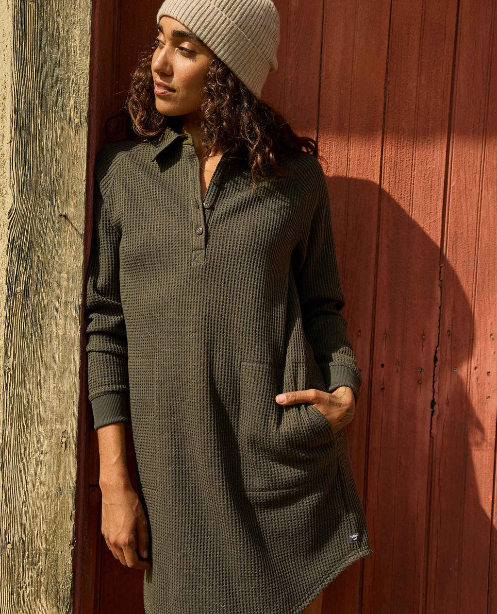 Henley Dress - Olive