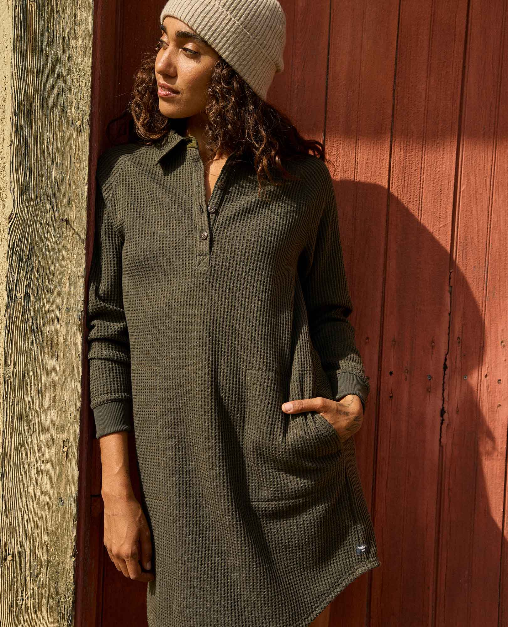 Henley Dress - Olive