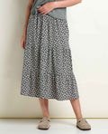 Tiered Midi Skirt - Black and Salt Print