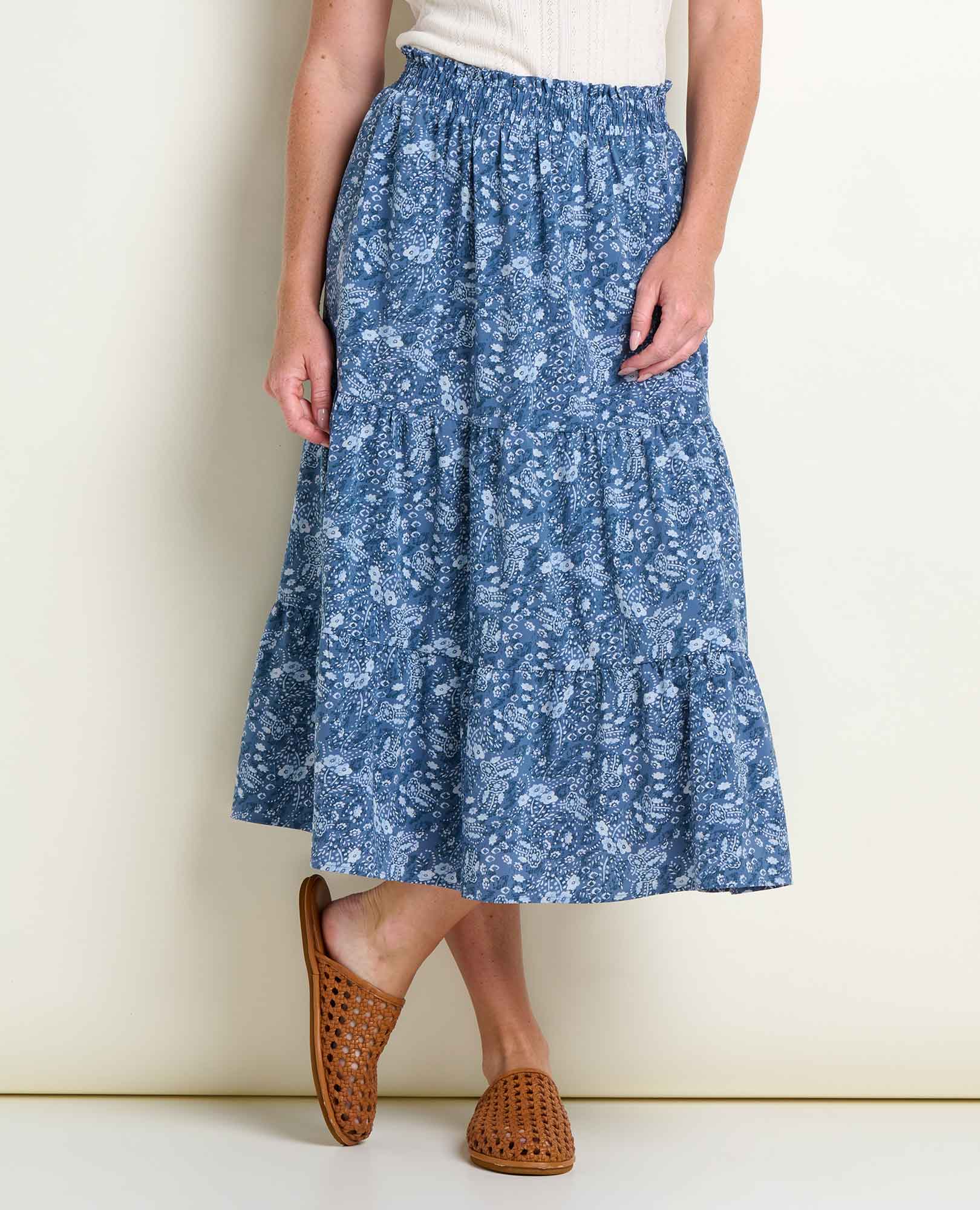 Tiered Midi Skirt - Canal Print