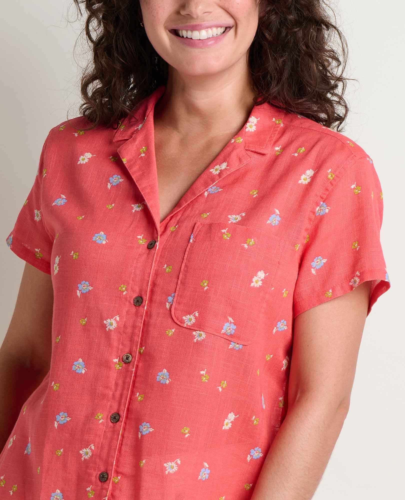 Gauze Camp Shirt - Crabapple Print