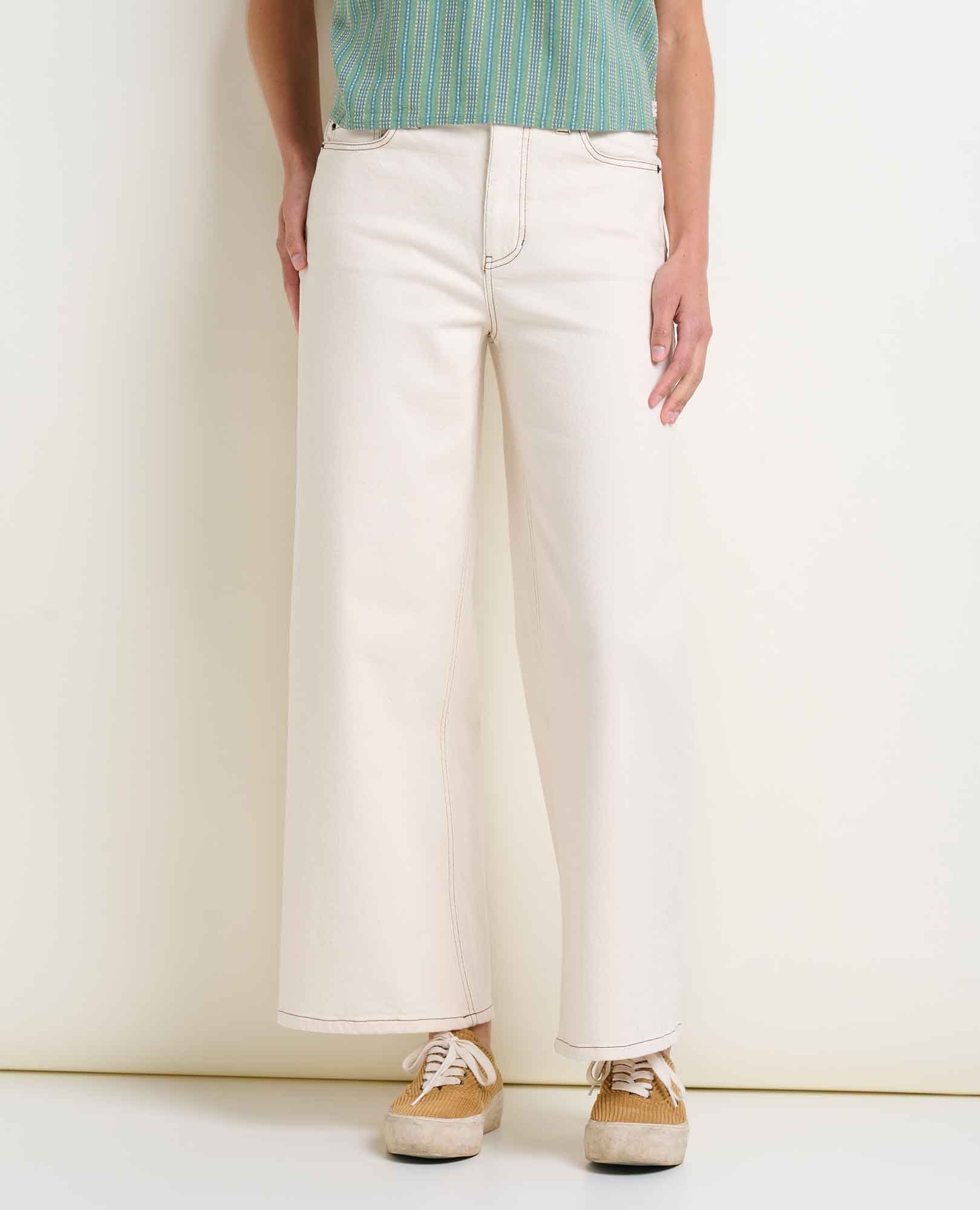 Wide Leg Denim Pant - Natural