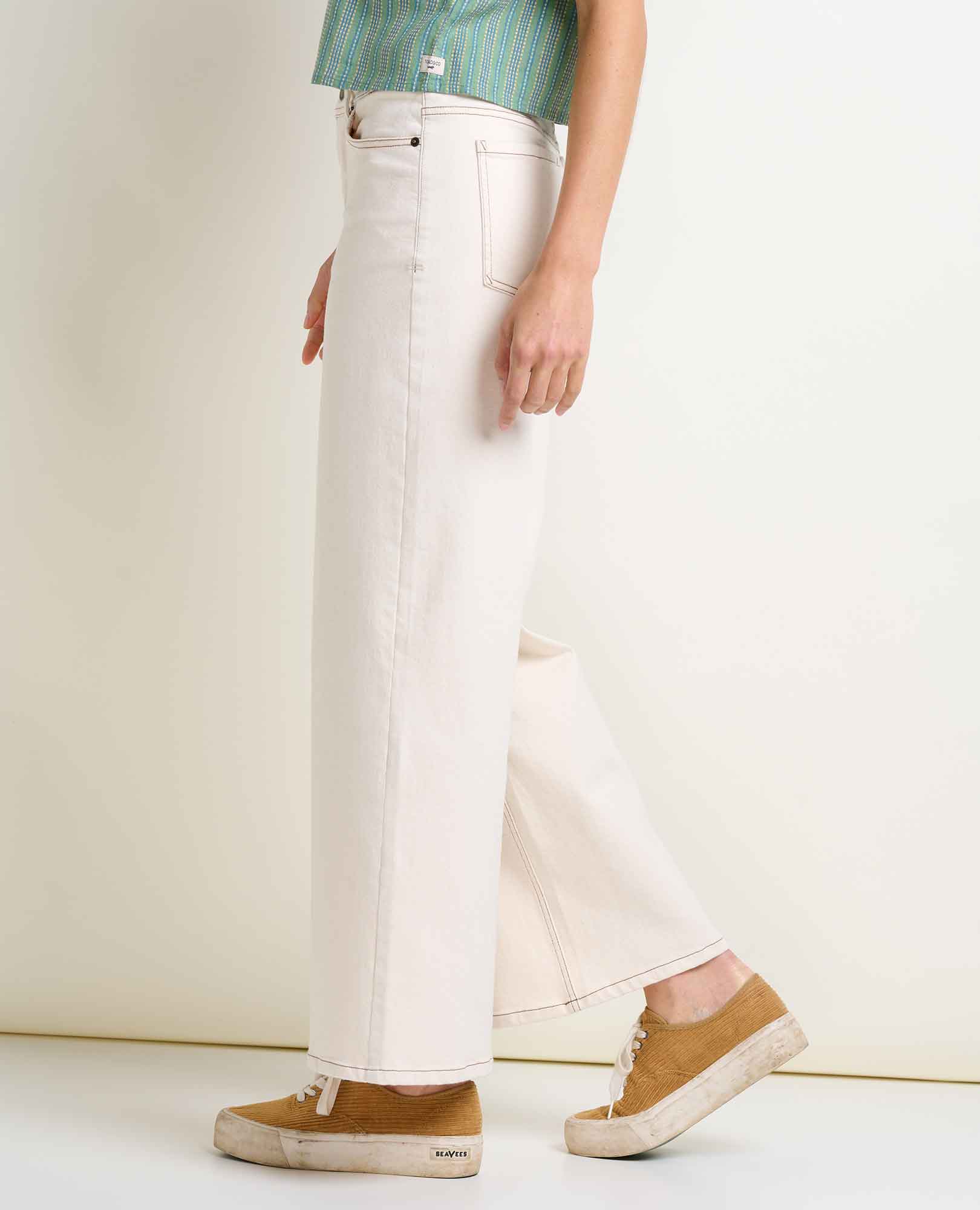 Wide Leg Denim Pant - Natural