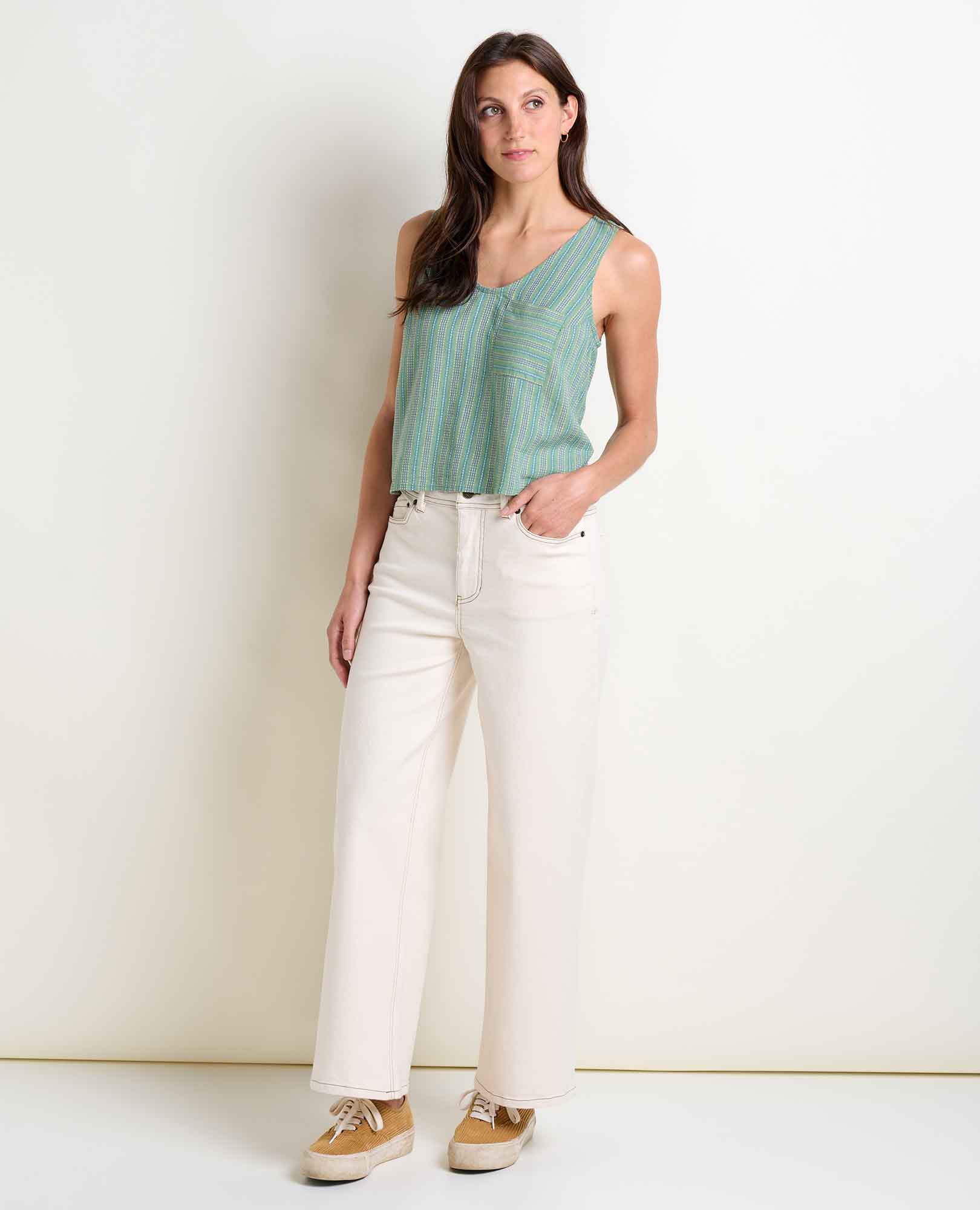 Wide Leg Denim Pant - Natural