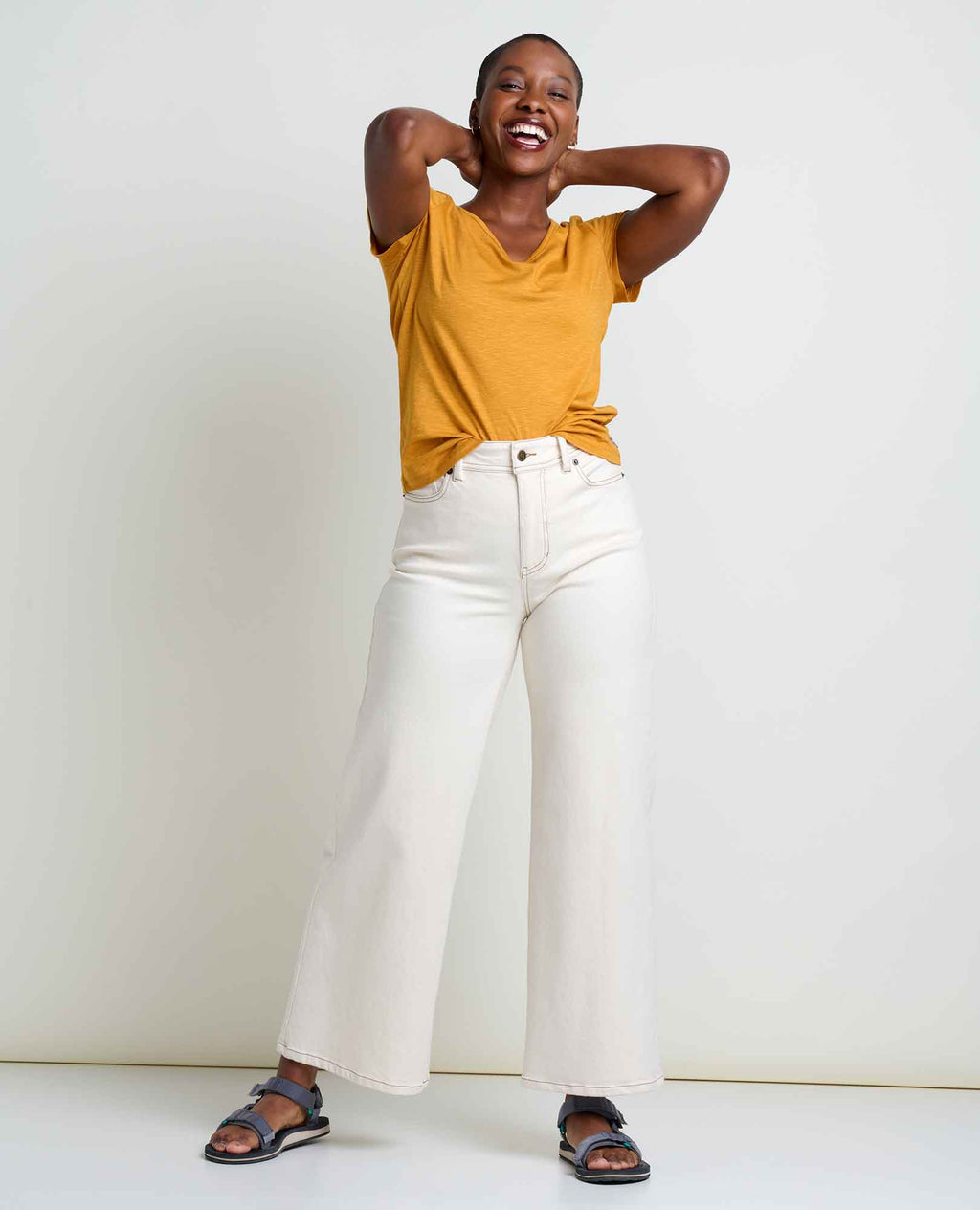 Wide Leg Denim Pant - Natural