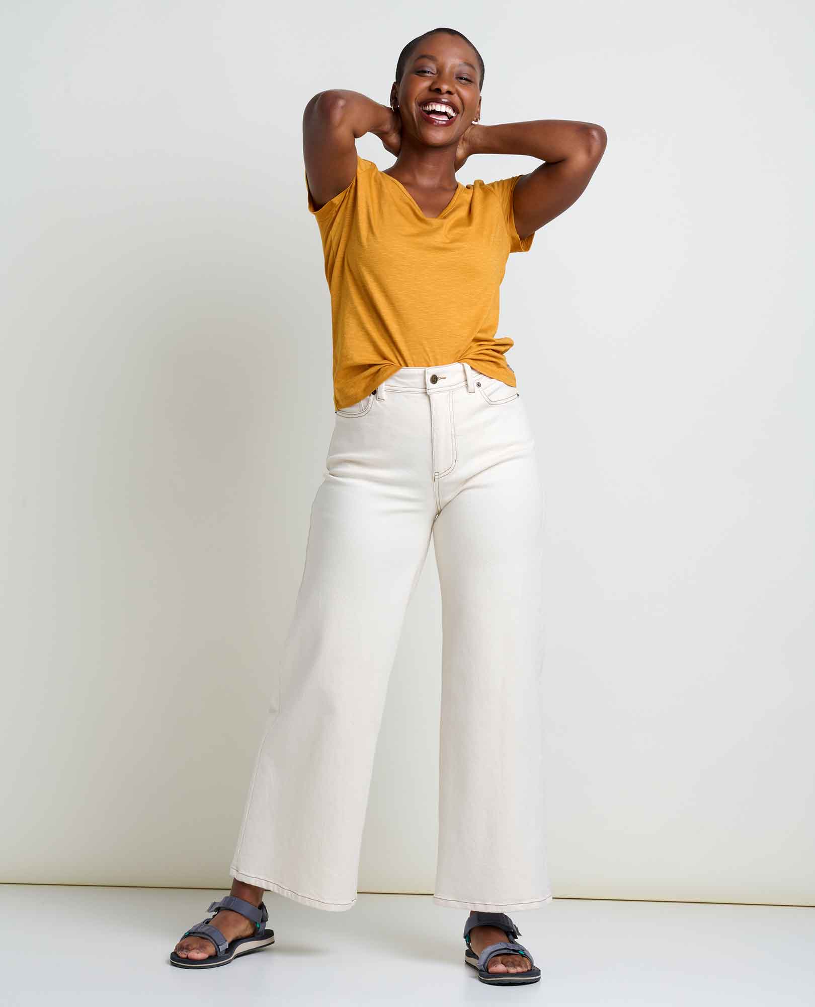 Wide Leg Denim Pant - Natural