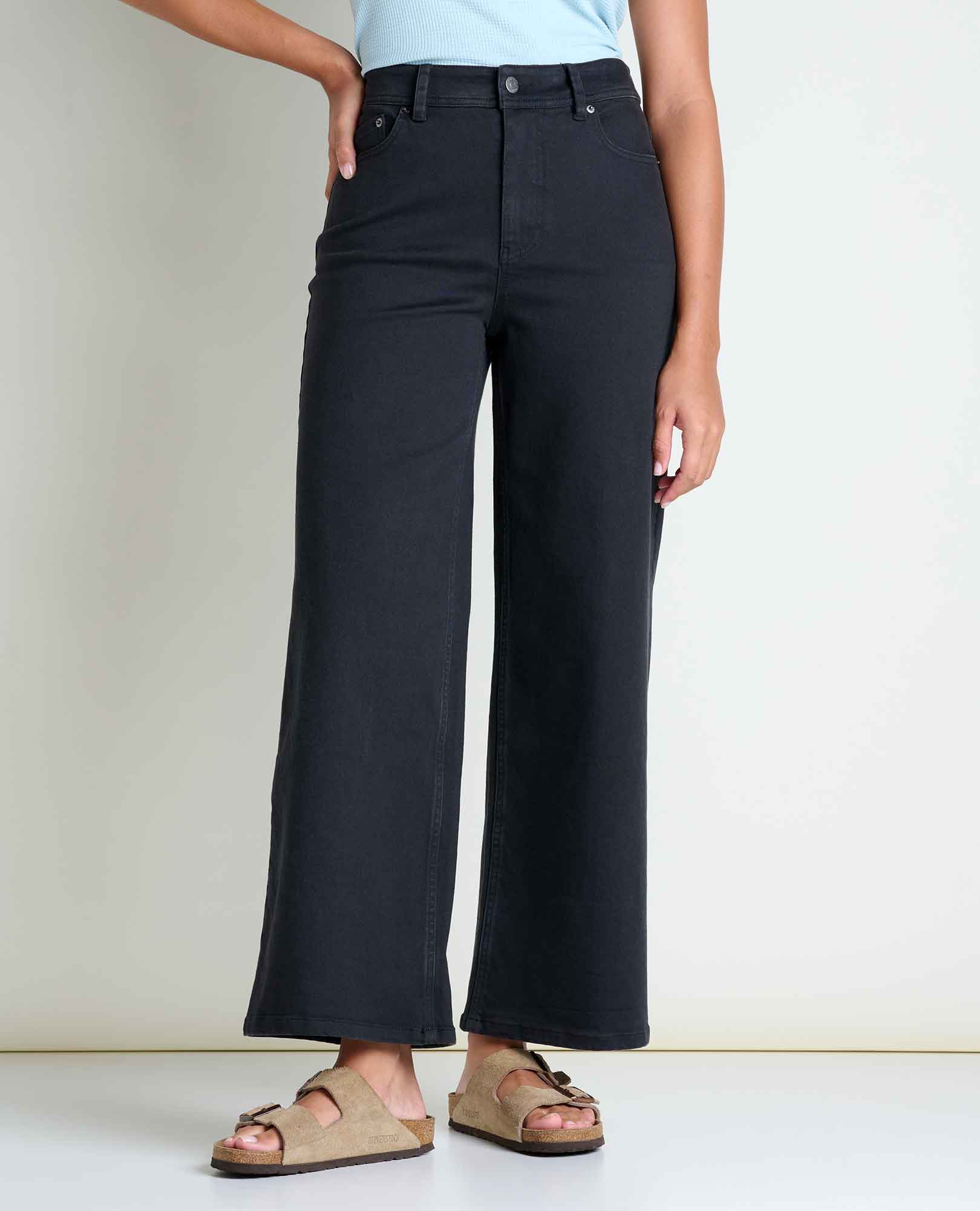 Wide Leg Denim Pant - Washed Black