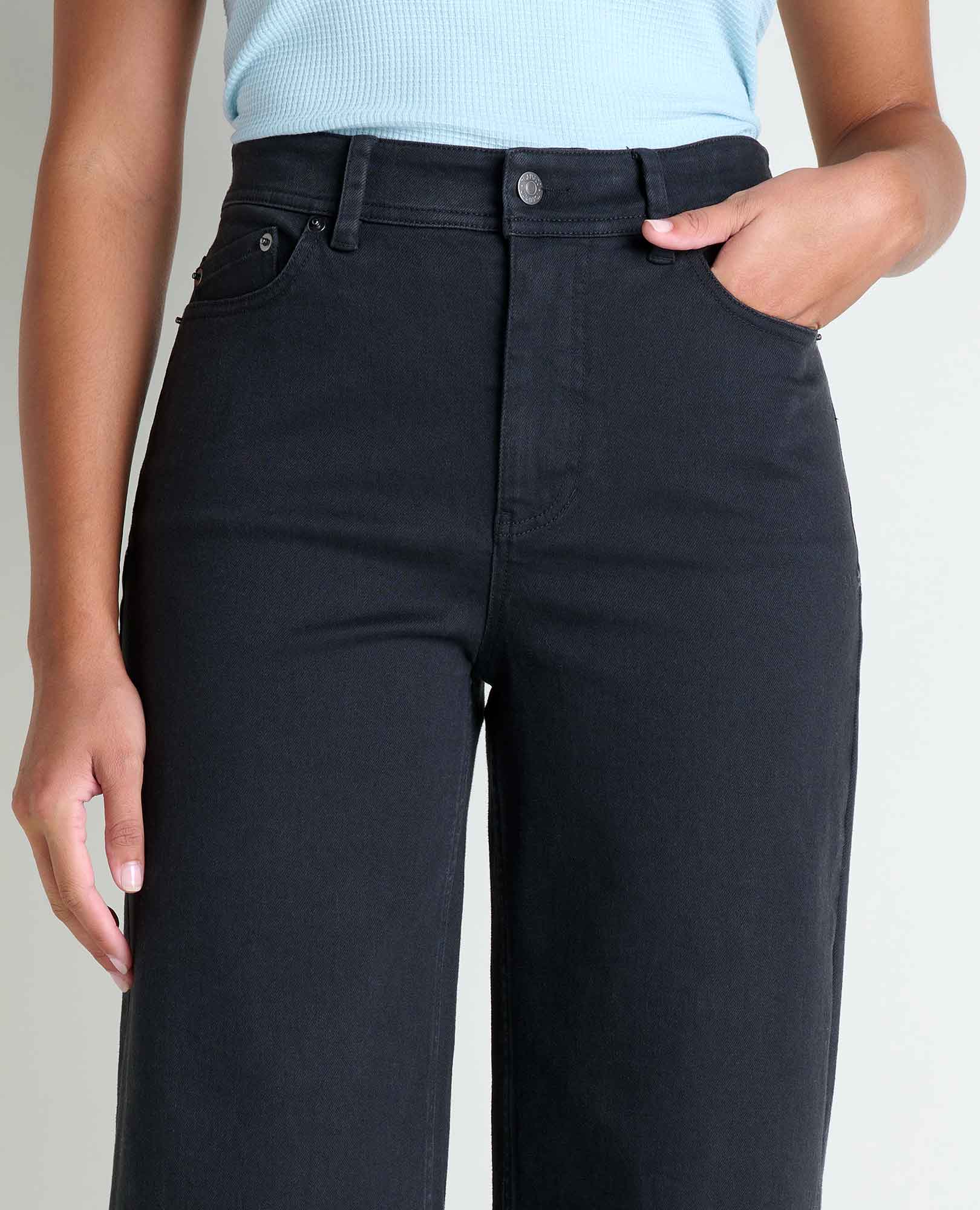Wide Leg Denim Pant - Washed Black