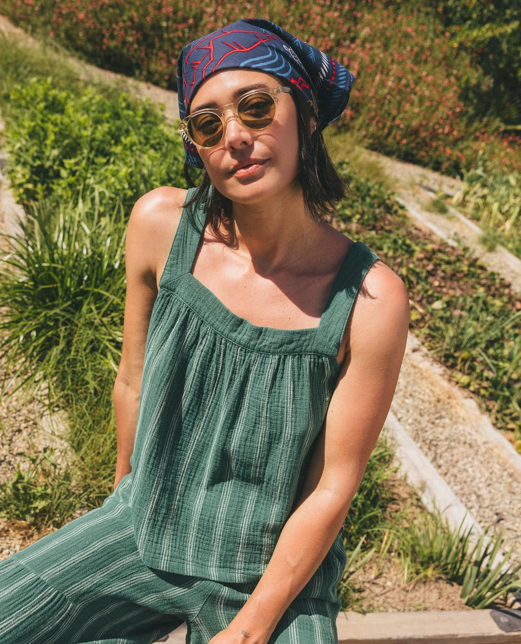 Double Gauze Tank - Palm Pattern