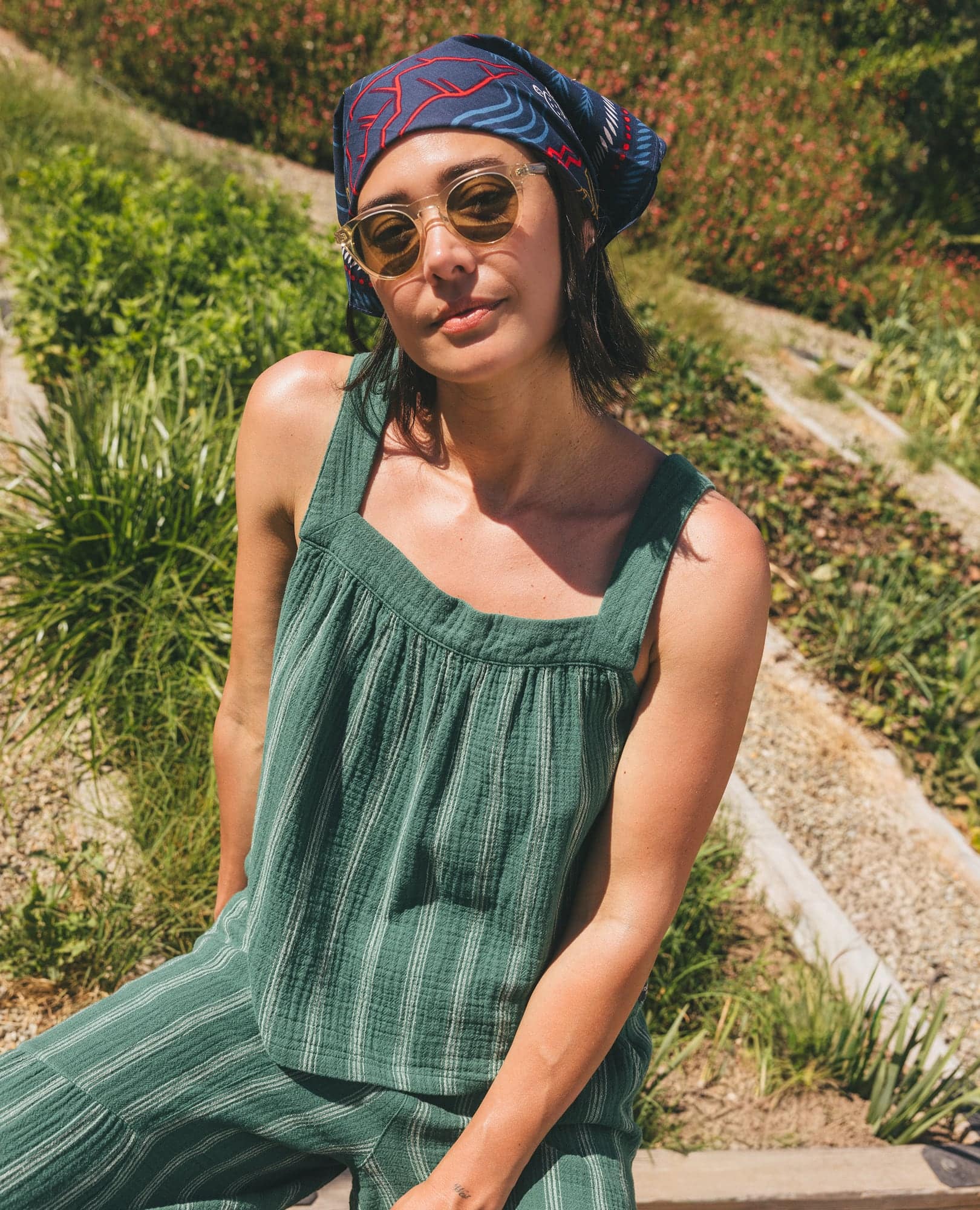 Double Gauze Tank - Palm Pattern