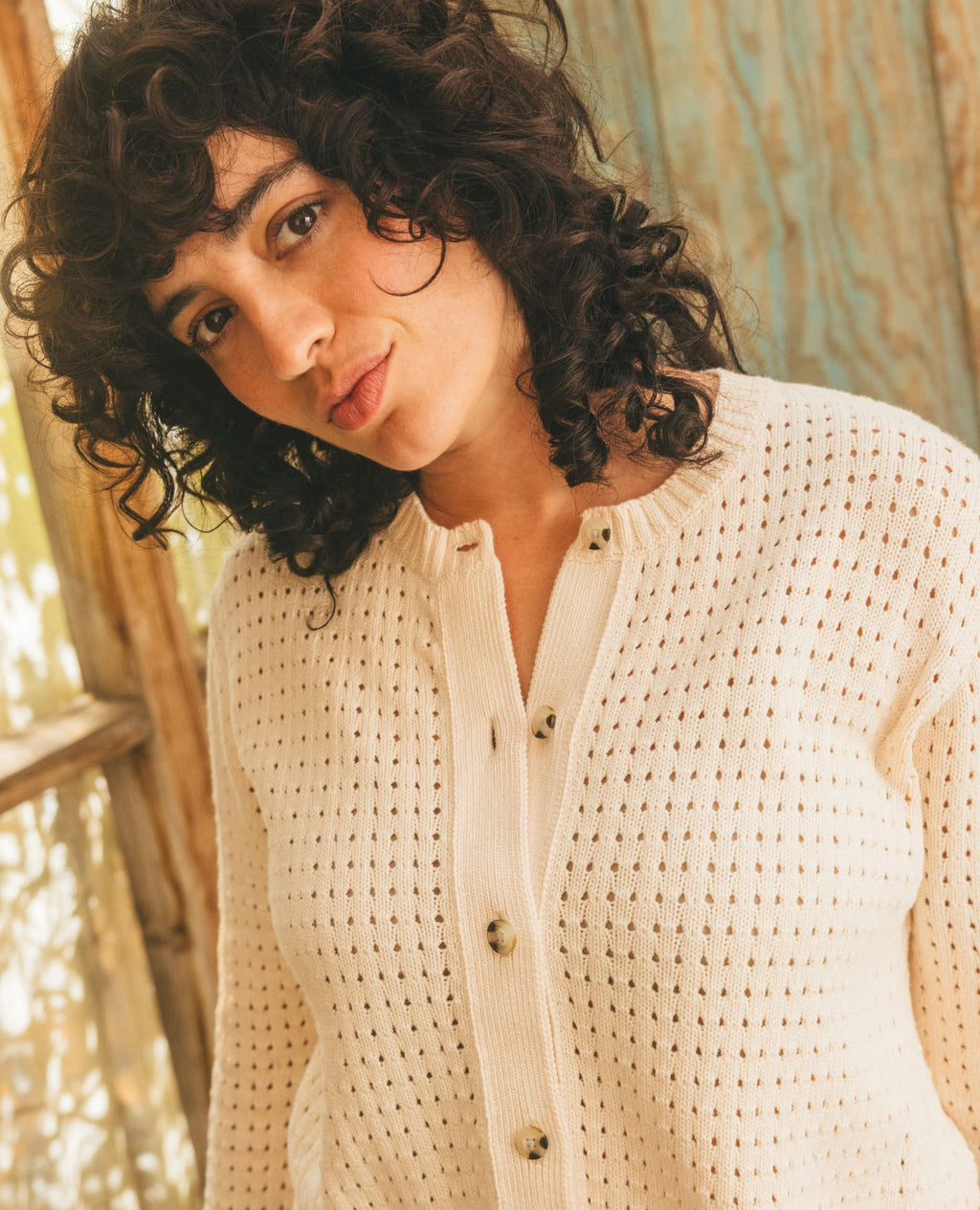 Pointelle Cardigan - Salt