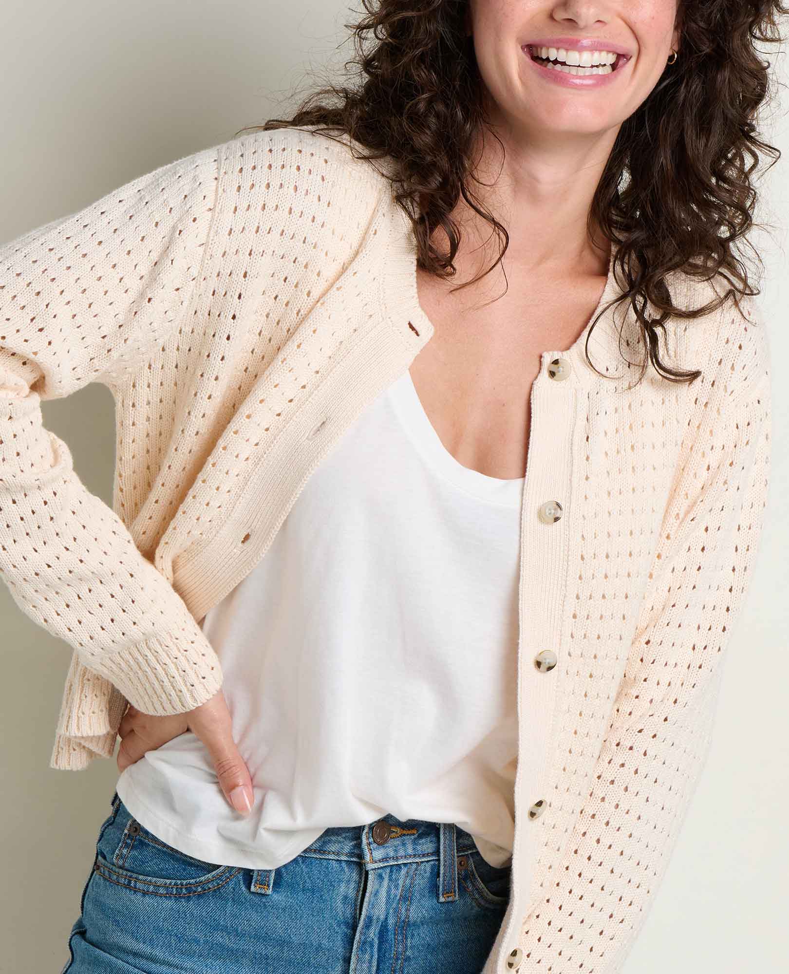 Pointelle Cardigan - Salt