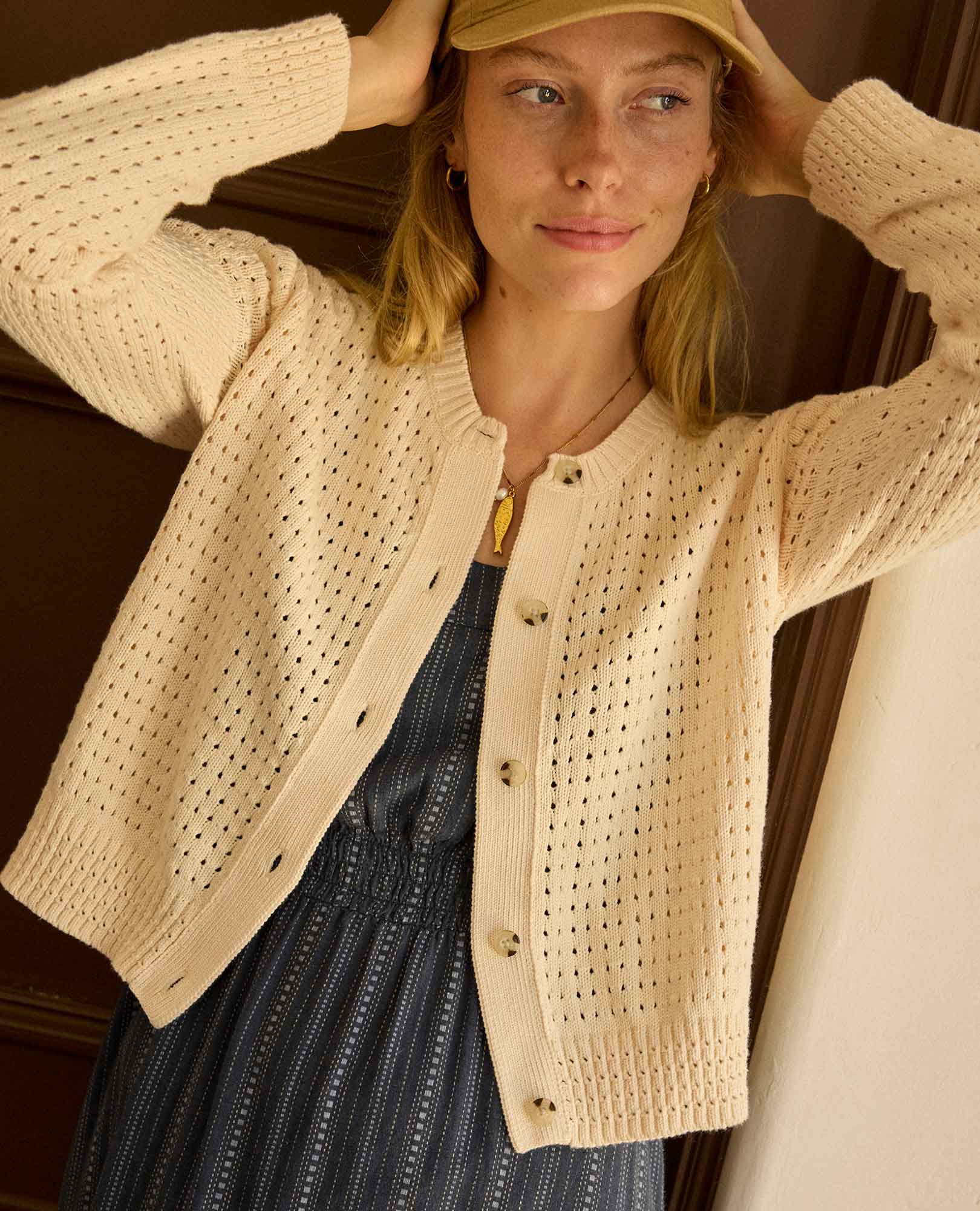 Pointelle Cardigan - Salt