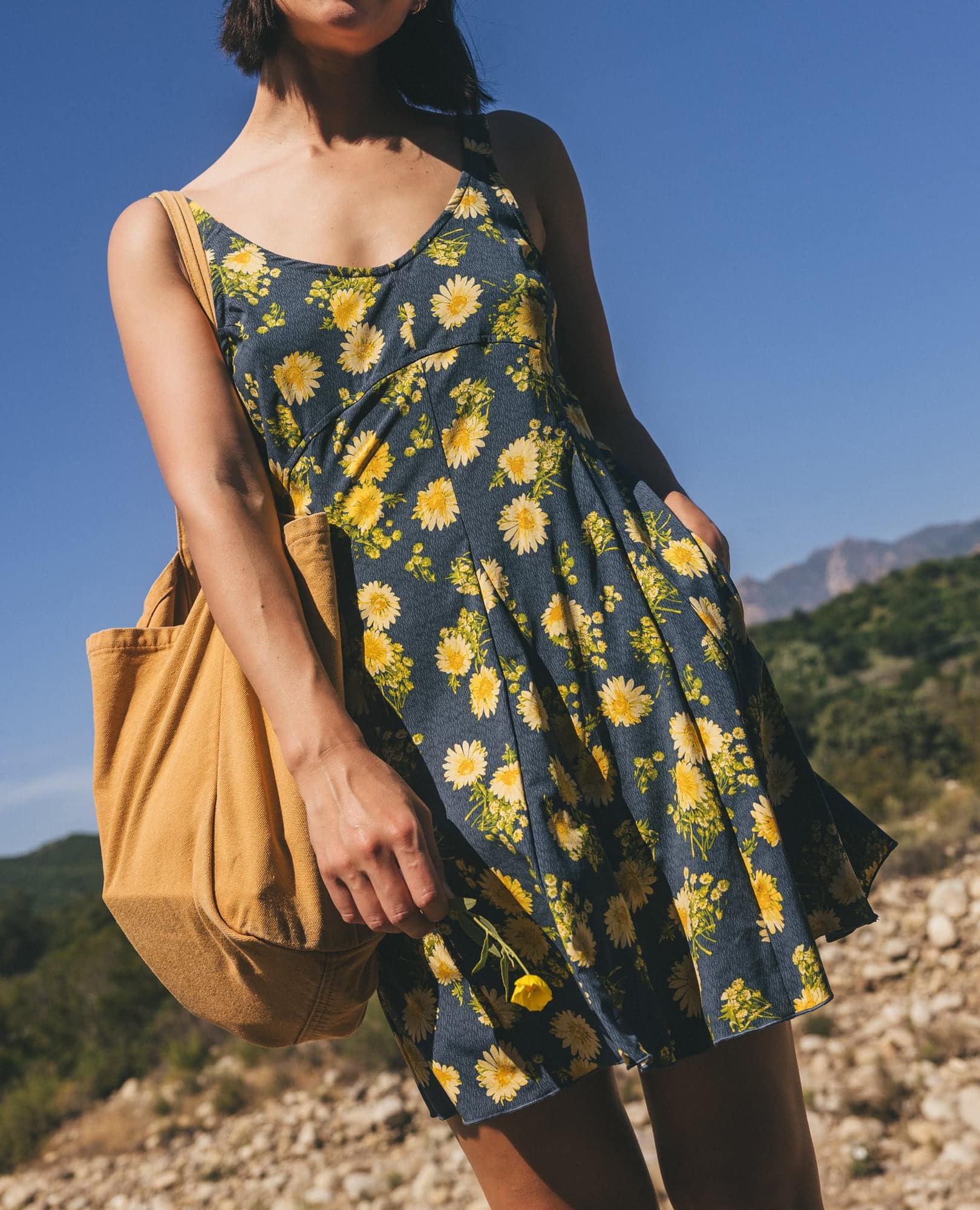 Godet Tank Dress - Midnight Print