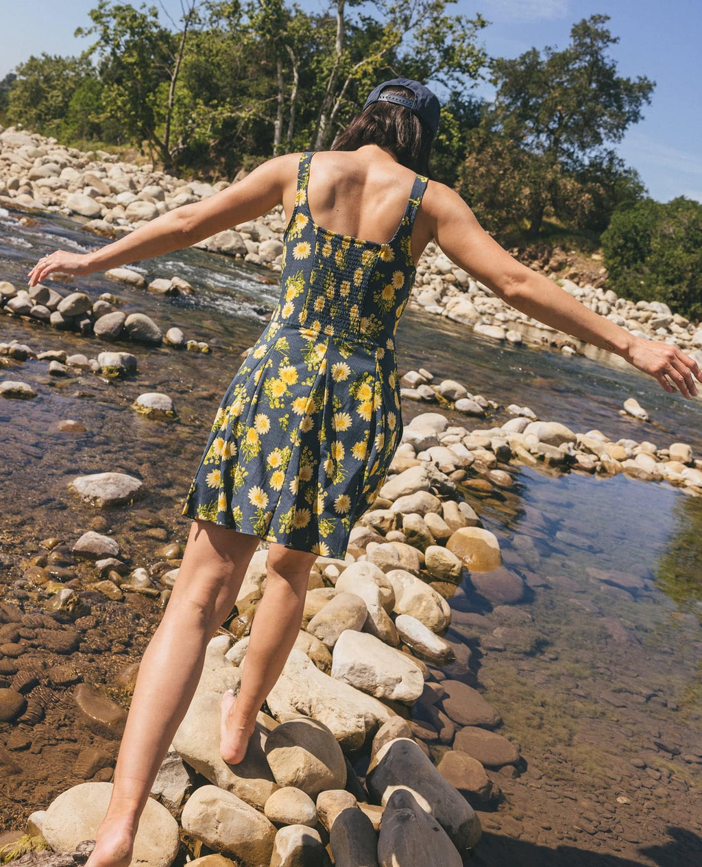 Godet Tank Dress - Midnight Print