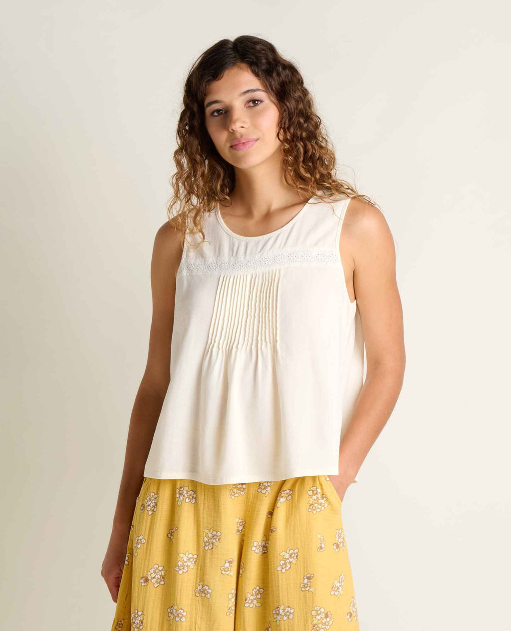 Pin Tuck Tank - Egret