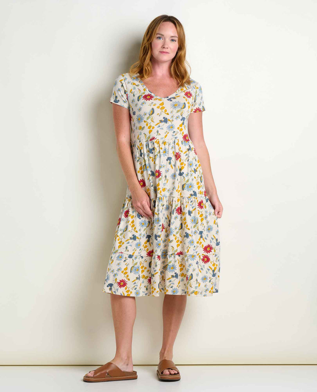 Tiered Midi Dress - Almond Print