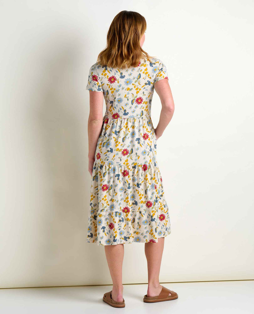 Tiered Midi Dress - Almond Print