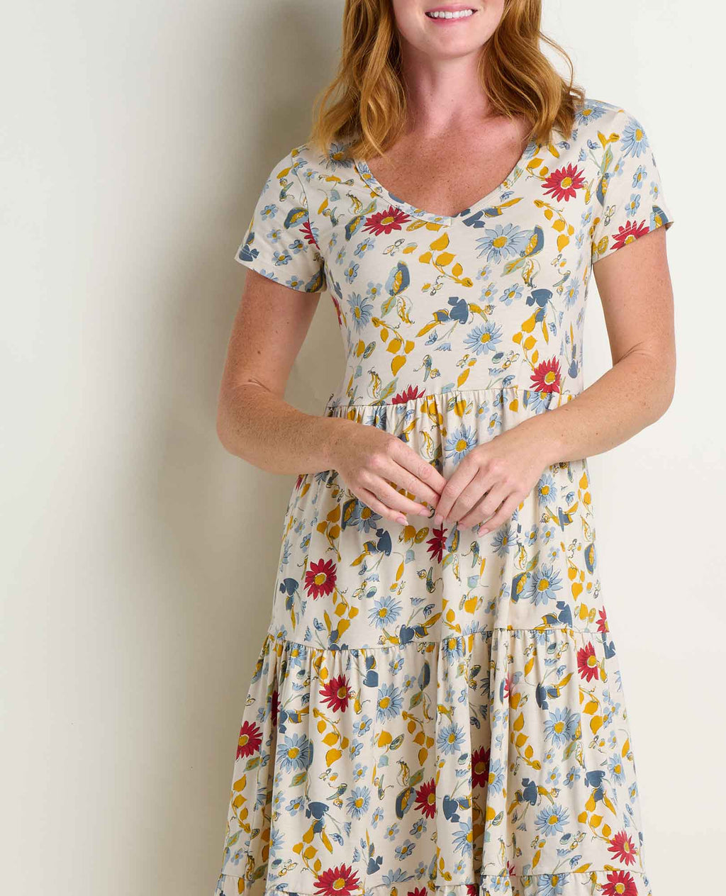 Tiered Midi Dress - Almond Print