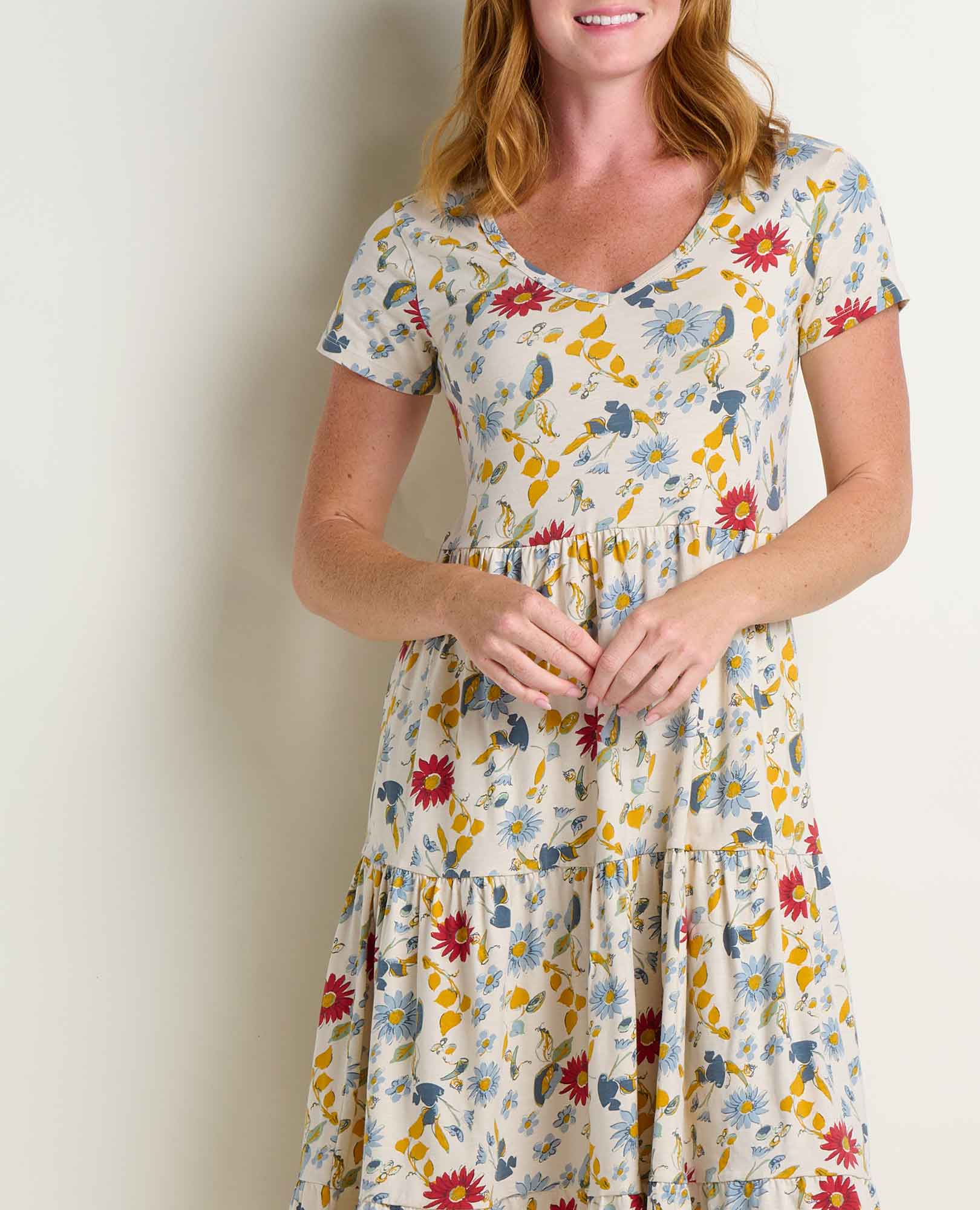 Tiered Midi Dress - Almond Print