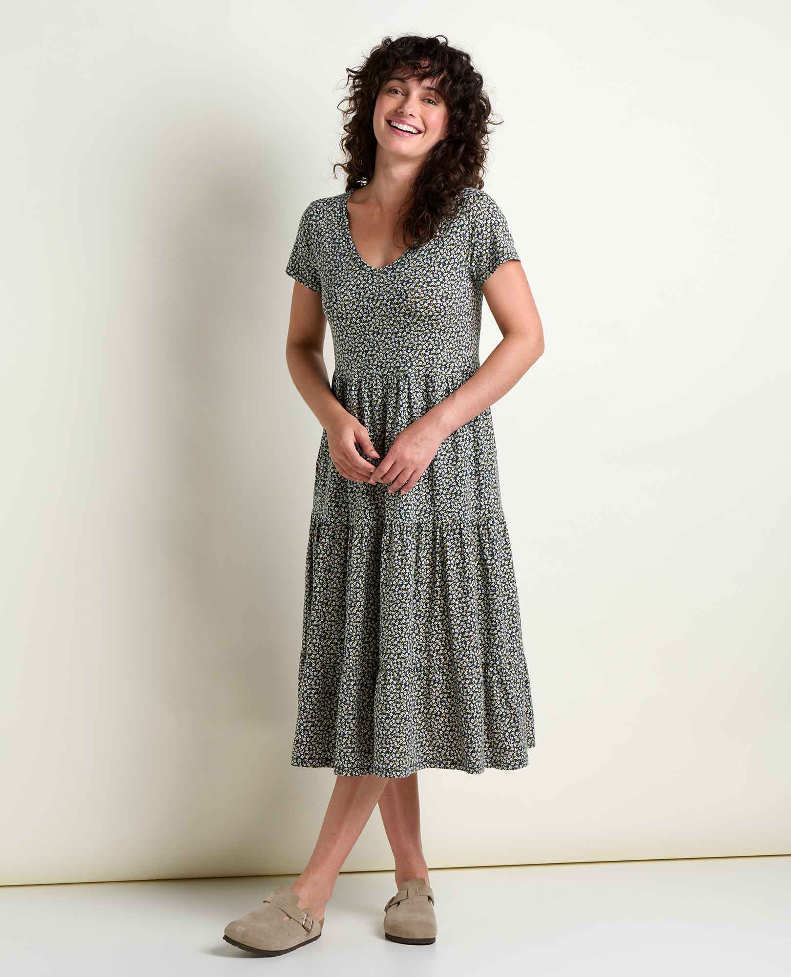 Tiered Midi Dress - Midnight Print