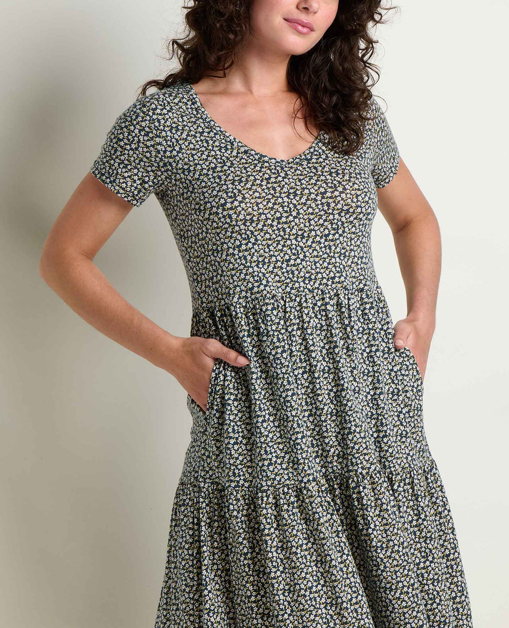 Tiered Midi Dress - Midnight Print