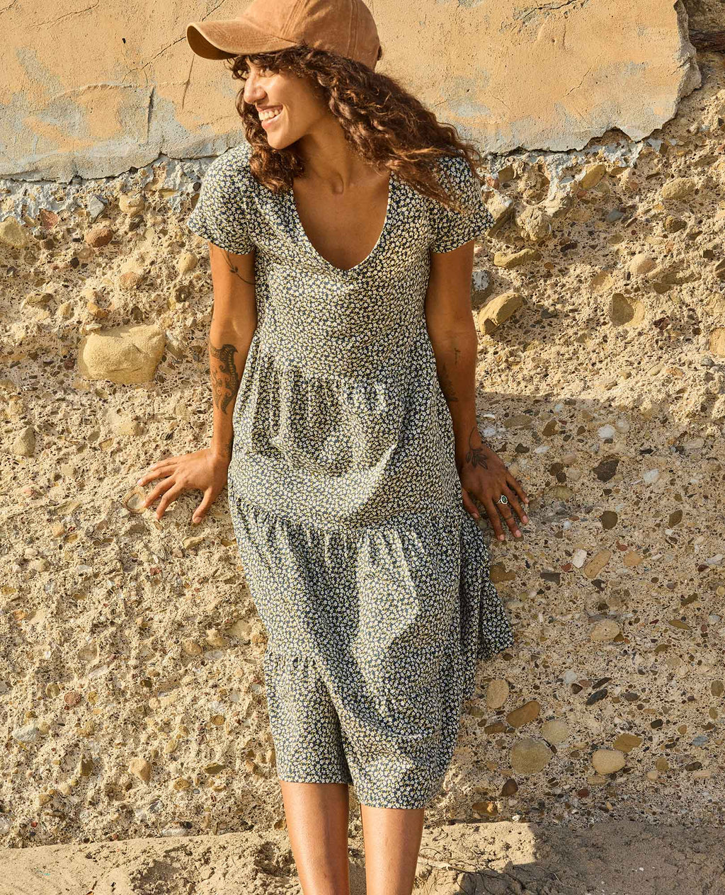 Tiered Midi Dress - Midnight Print