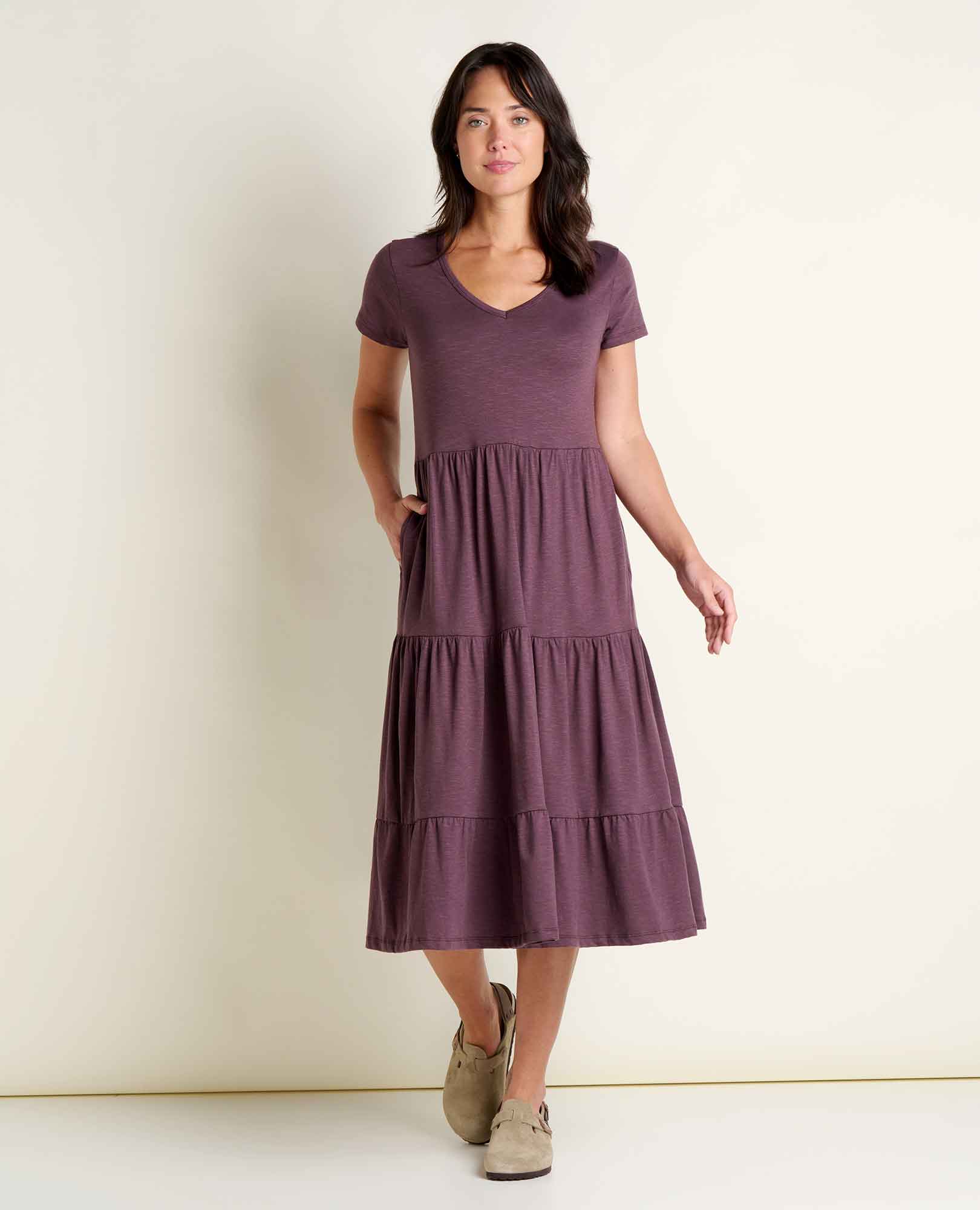 Tiered Midi Dress - Raisin