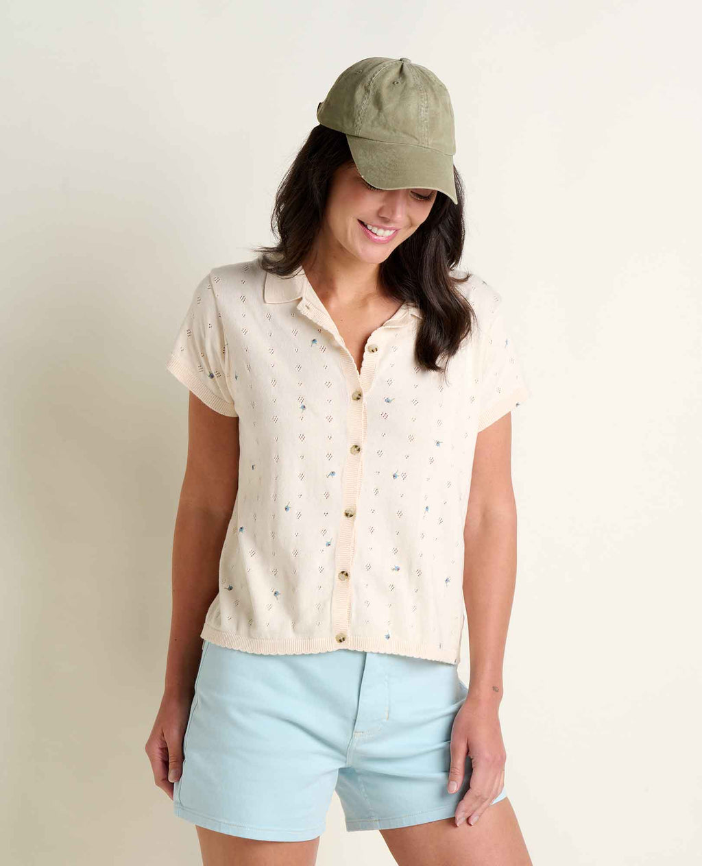 Pointelle Print Shirt - Salt