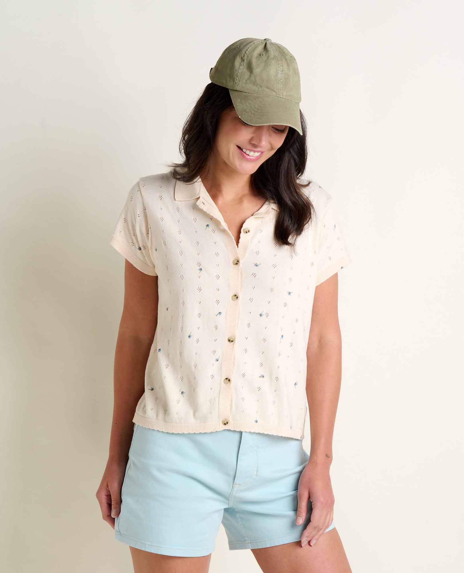Pointelle Print Shirt - Salt