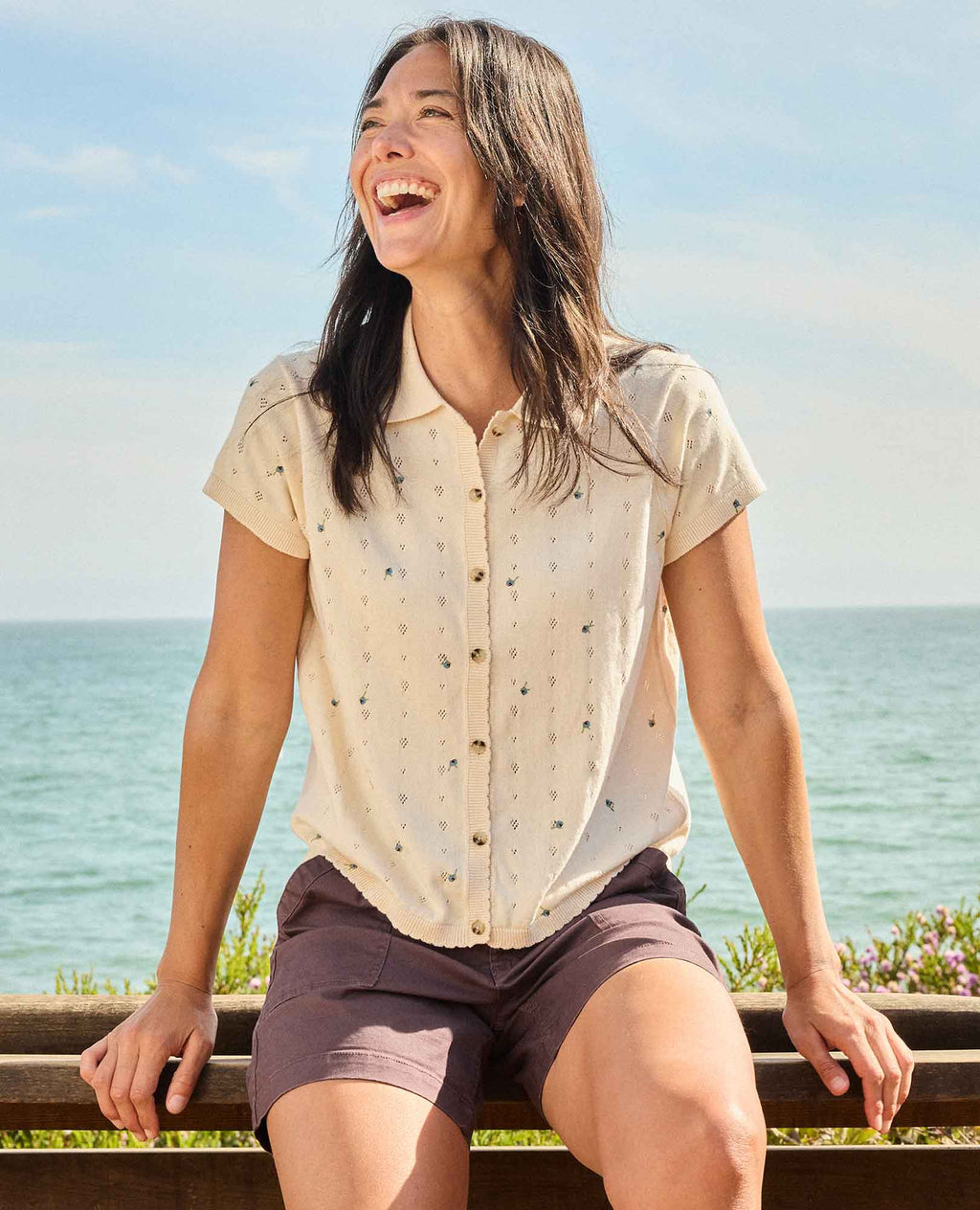 Pointelle Print Shirt - Salt