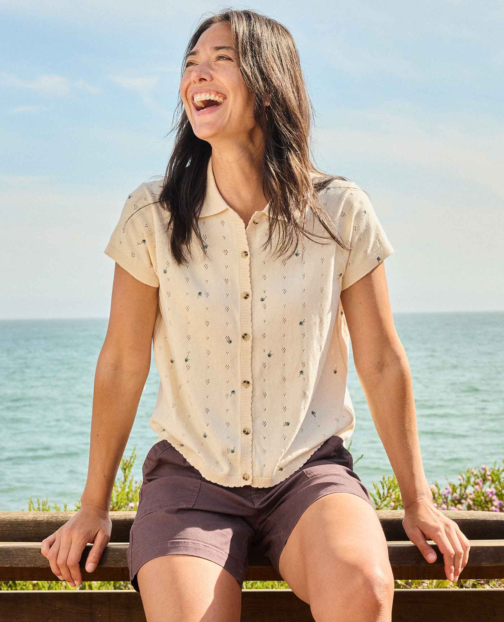 Pointelle Print Shirt - Salt
