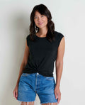 Twist Front Short Sleeve Shirt - Black