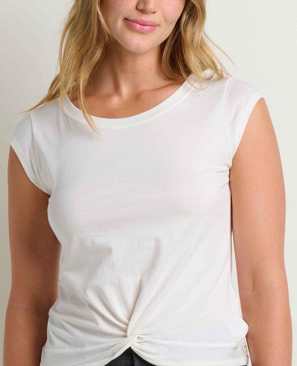 Twist Front Short Sleeve Shirt - Egret