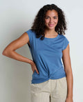Twist Front Short Sleeve Shirt - Pacific Blue