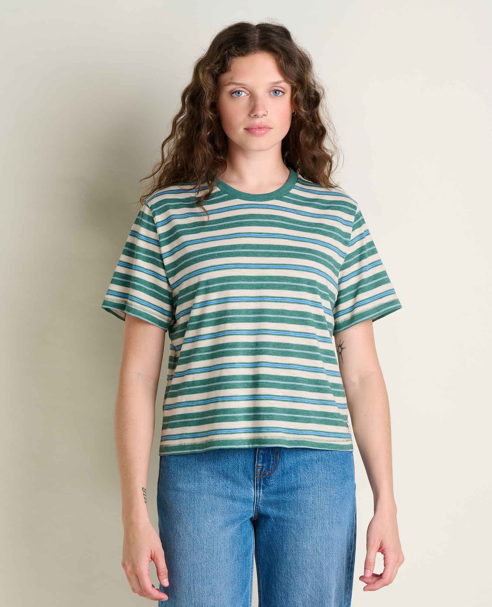 Garment Dyed Jersey Crew - Palm Pattern