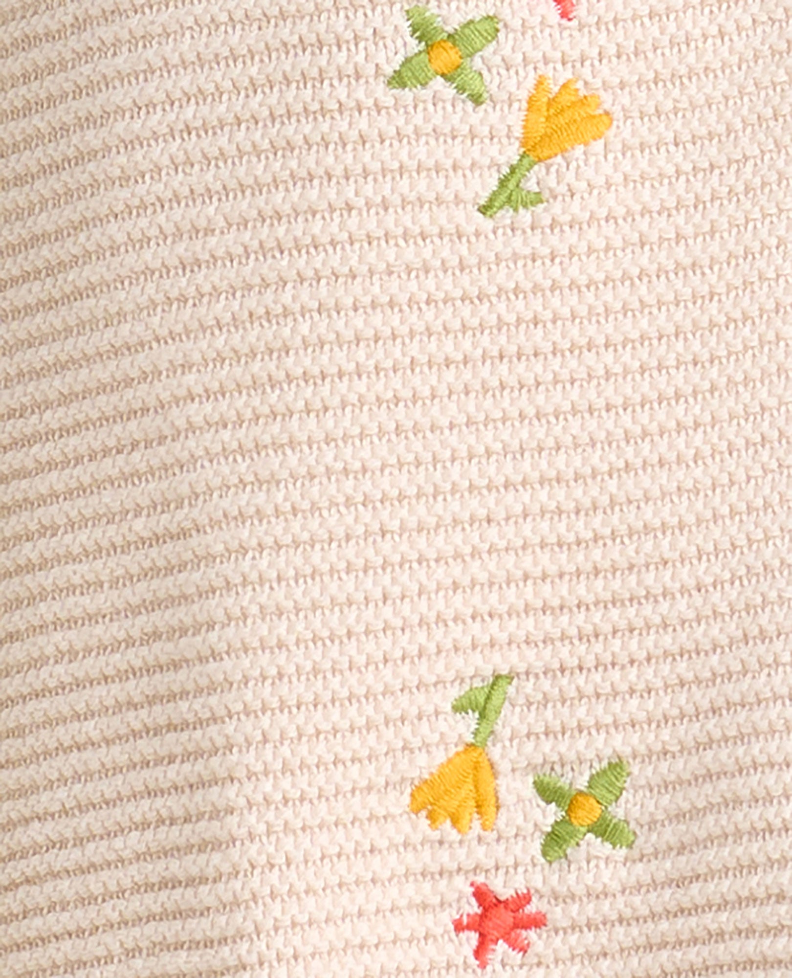 Embroidered Crew Cardigan - Natural