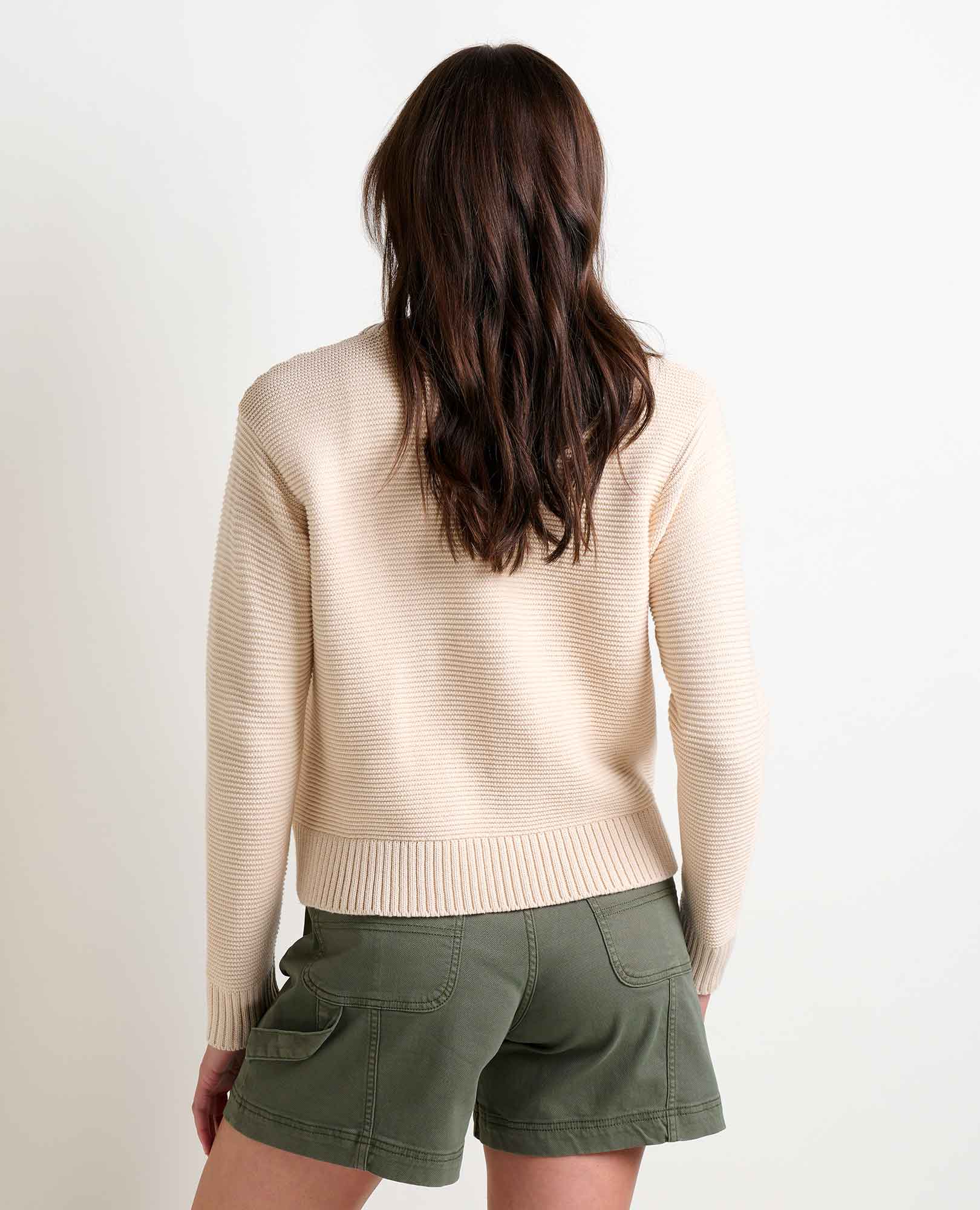 Embroidered Crew Cardigan - Natural