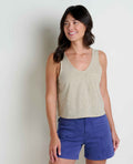Hemp Button Back Tank - Barley Railroad Stripe