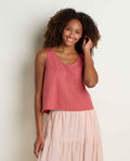 Hemp Button Back Tank - Dusty Cedar