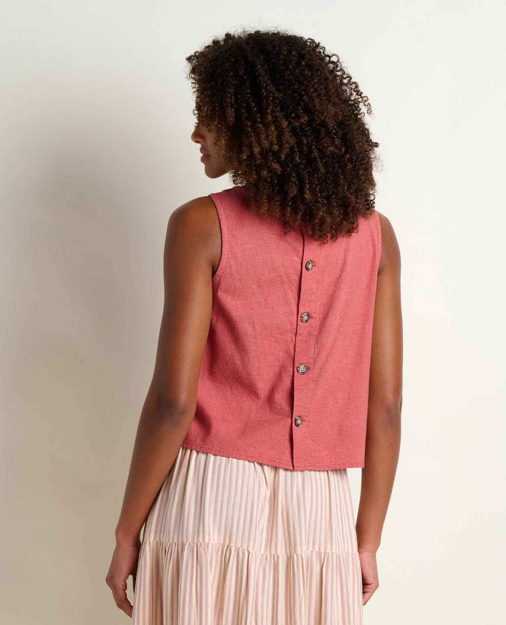 Hemp Button Back Tank - Dusty Cedar