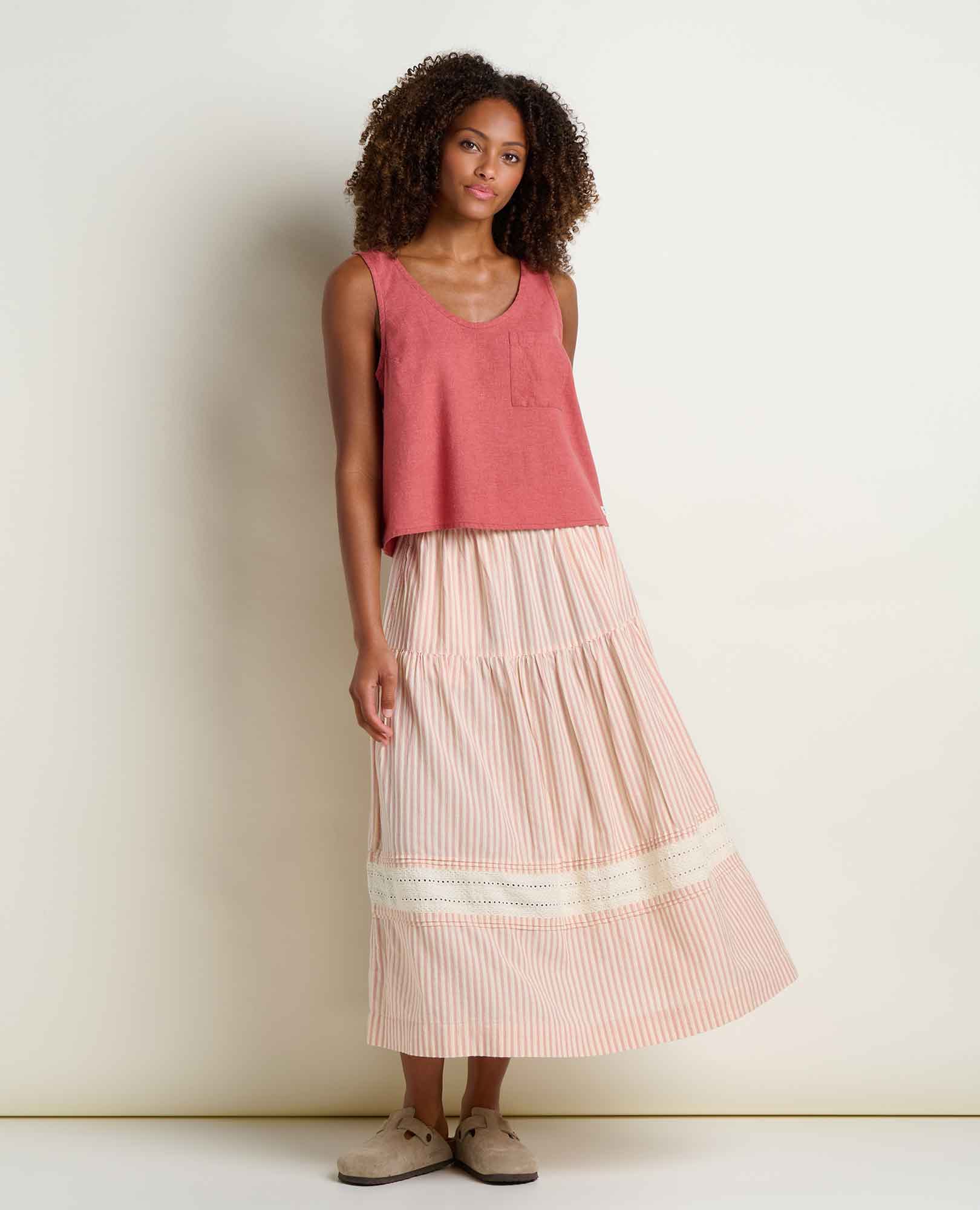 Hemp Button Back Tank - Dusty Cedar