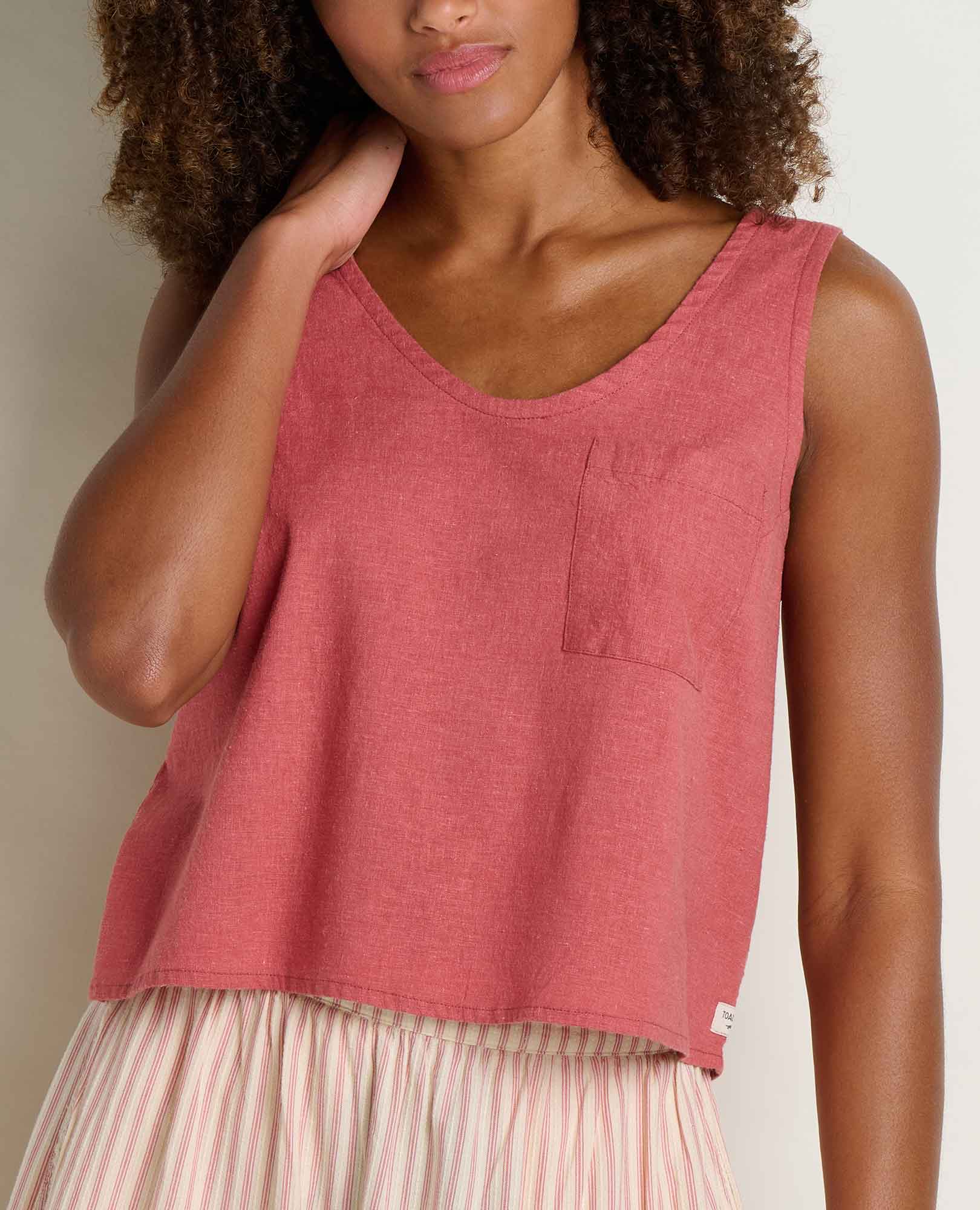 Hemp Button Back Tank - Dusty Cedar