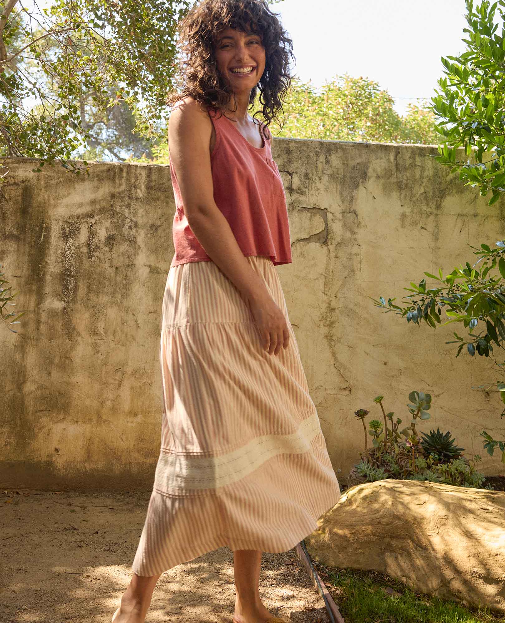 Hemp Button Back Tank - Dusty Cedar